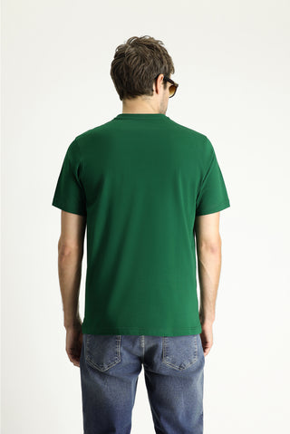  Koyu Yeşil Bisiklet Yaka Regular Fit Baskılı Süprem Pamuk Tişört