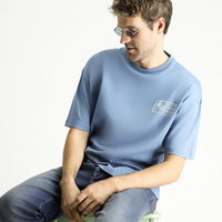 Aviator Blue Crew Neck Oversize Printed Supreme Cotton T-Shirt