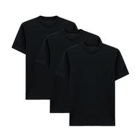 Siyah Bisiklet Yaka Regular Fit %100 Pamuk 3'lü Tişört Seti