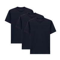 Koyu Lacivert Bisiklet Yaka Regular Fit %100 Pamuk 3'lü Tişört Seti