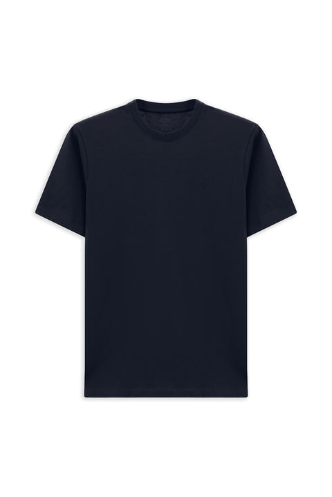 Koyu Lacivert Bisiklet Yaka Regular Fit %100 Pamuk 3'lü Tişört Seti