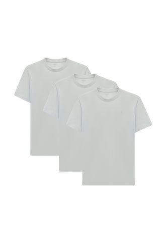  Beyaz Bisiklet Yaka Regular Fit %100 Pamuk 3'lü Tişört Seti