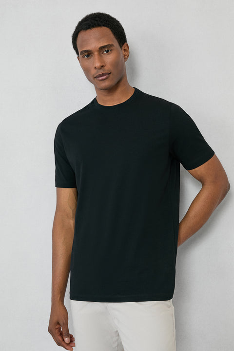 Siyah Bisiklet Yaka Slim Fit %100 Pamuk Tişört