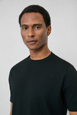  Siyah Bisiklet Yaka Slim Fit %100 Pamuk Tişört