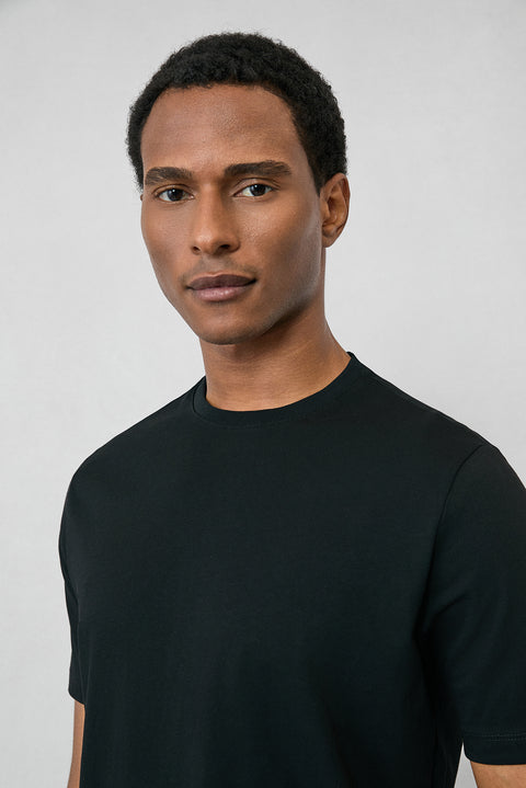 Siyah Bisiklet Yaka Slim Fit %100 Pamuk Tişört