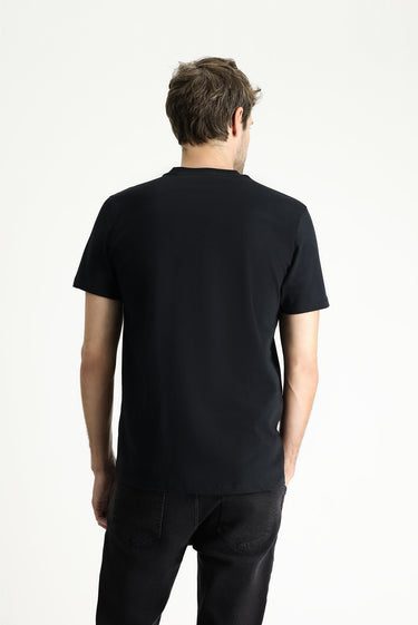 Siyah Bisiklet Yaka Slim Fit Dar Kesim Süprem Pamuk Tişört