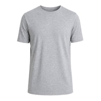Orta Gri Melanj Bisiklet Yaka Slim Fit %100 Pamuk Tişört