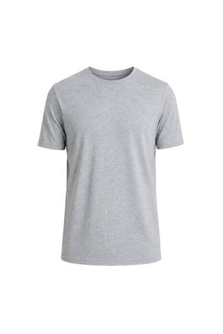  Orta Gri Melanj Bisiklet Yaka Slim Fit %100 Pamuk Tişört
