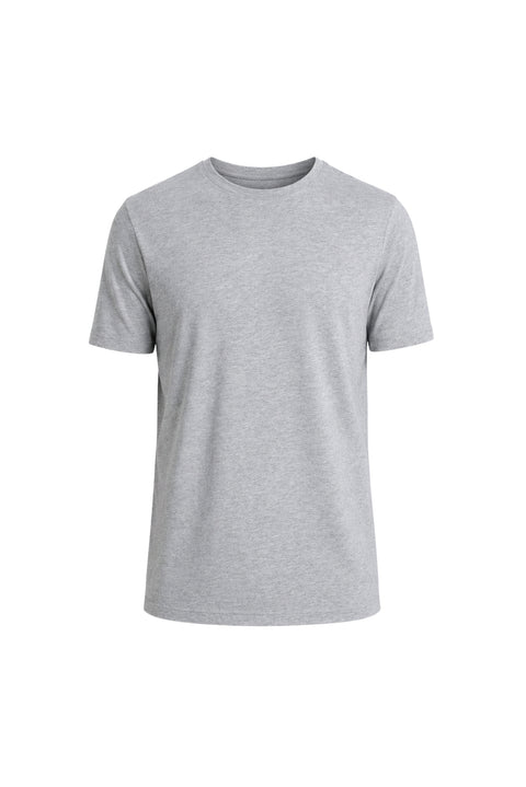 Orta Gri Melanj Bisiklet Yaka Slim Fit %100 Pamuk Tişört