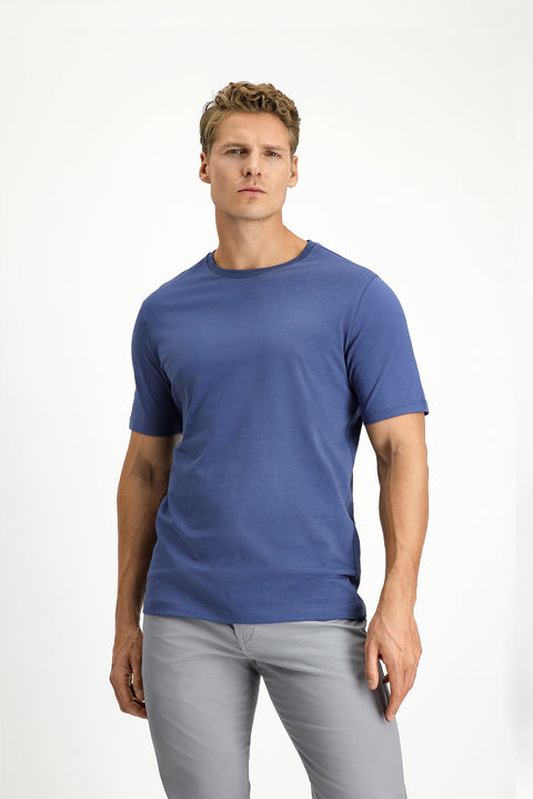 İndigo Bisiklet Yaka Slim Fit %100 Pamuk Tişört