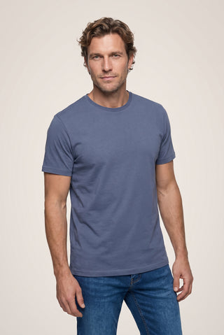  İndigo Bisiklet Yaka Slim Fit %100 Pamuk Tişört