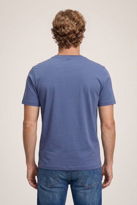 İndigo Bisiklet Yaka Slim Fit %100 Pamuk Tişört