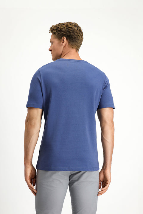 İndigo Bisiklet Yaka Slim Fit %100 Pamuk Tişört