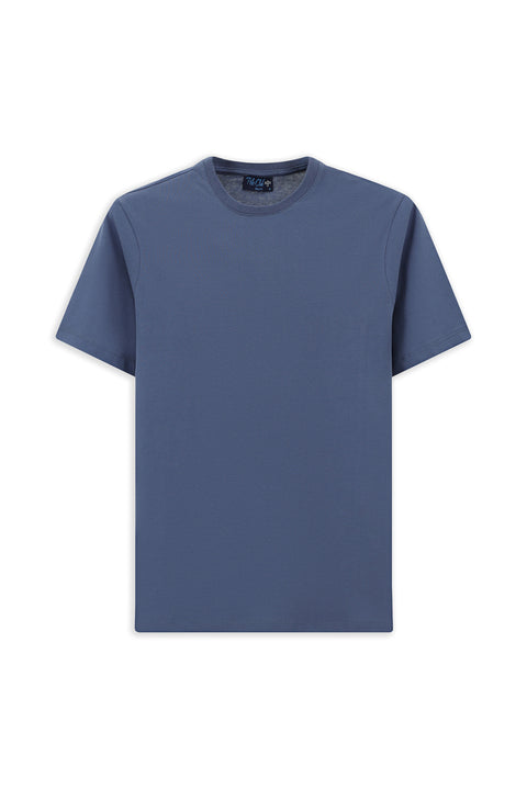 İndigo Bisiklet Yaka Slim Fit %100 Pamuk Tişört