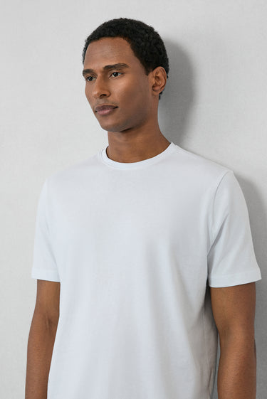  Beyaz Bisiklet Yaka Slim Fit %100 Pamuk Tişört