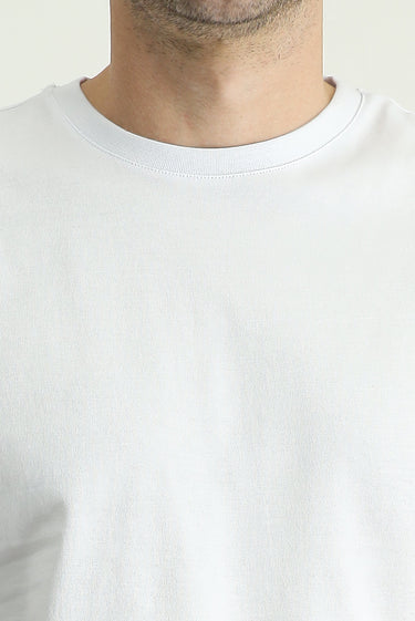 Beyaz Bisiklet Yaka Slim Fit Dar Kesim Süprem Pamuk Tişört