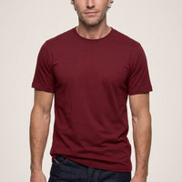Açık Bordo Bisiklet Yaka Slim Fit %100 Pamuk Tişört
