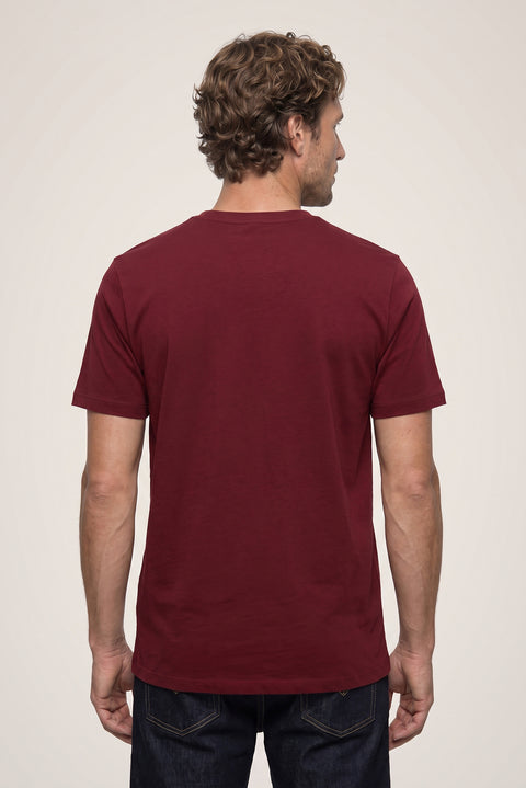 Açık Bordo Bisiklet Yaka Slim Fit %100 Pamuk Tişört