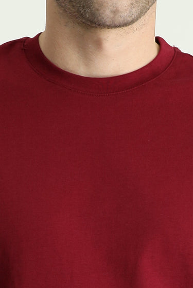 Açık Bordo Bisiklet Yaka Slim Fit Dar Kesim Süprem Pamuk Tişört