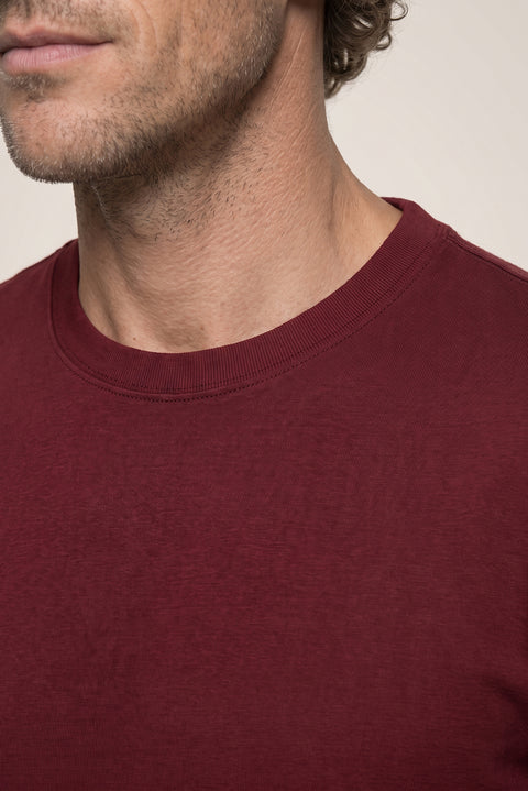 Açık Bordo Bisiklet Yaka Slim Fit %100 Pamuk Tişört