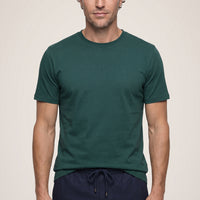 Koyu Yeşil Bisiklet Yaka Slim Fit %100 Pamuk Tişört