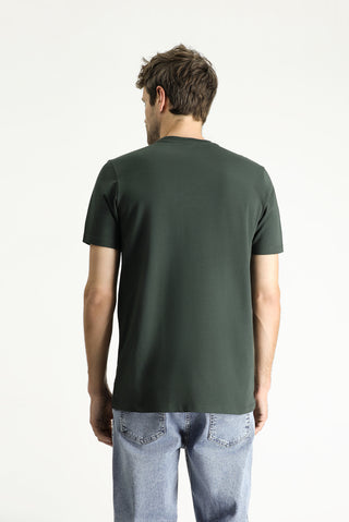  Koyu Antrasit Bisiklet Yaka Slim Fit %100 Pamuk Tişört