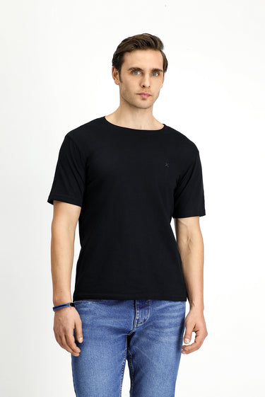  Beyaz-Siyah-Lacivert Bisiklet Yaka Slim Fit Dar Kesim Pamuk 3'lü Tişört Seti