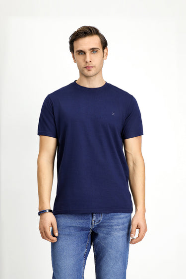 Beyaz-Siyah-Lacivert Bisiklet Yaka Slim Fit Dar Kesim Pamuk 3'lü Tişört Seti