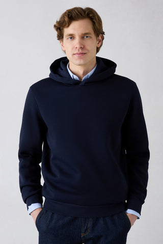  Orta Lacivert Kapüşonlu Regular Fit Pamuklu Sweatshirt