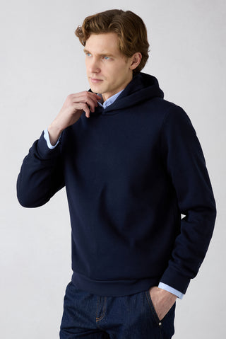  Orta Lacivert Kapüşonlu Regular Fit Pamuklu Sweatshirt