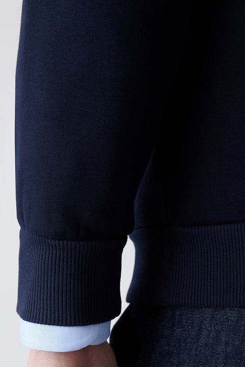 Orta Lacivert Kapüşonlu Regular Fit Pamuklu Sweatshirt