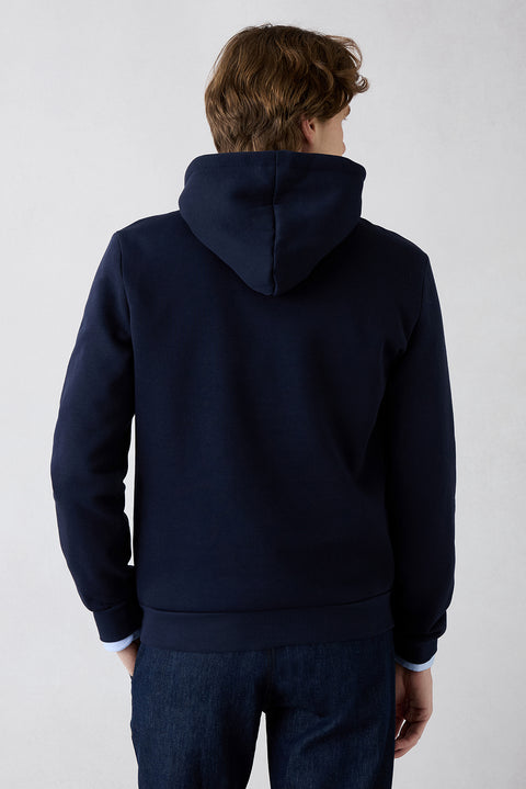 Orta Lacivert Kapüşonlu Regular Fit Pamuklu Sweatshirt