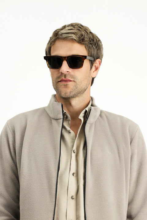 Orta Gri Dik Yaka Tam Fermuarlı Soğuk Geçirmez Tüylenme Yapmayan Cepli Polar Sweatshirt