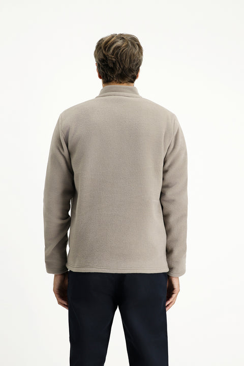 Orta Gri Dik Yaka Tam Fermuarlı Soğuk Geçirmez Tüylenme Yapmayan Cepli Polar Sweatshirt