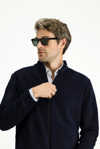  Koyu Lacivert Fermuarlı Polar Sweatshirt