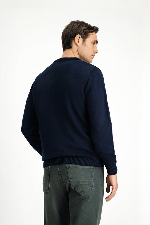 Koyu Lacivert V Yaka Regular Fit Triko Kazak