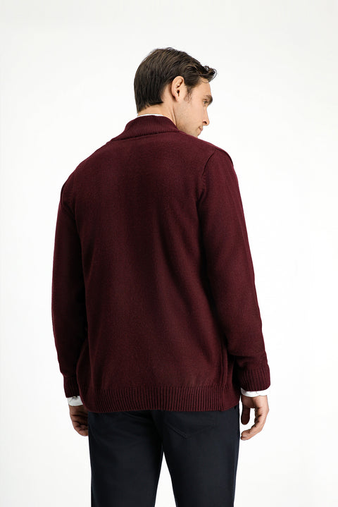 Dark Burgundy Knitted Cardigan