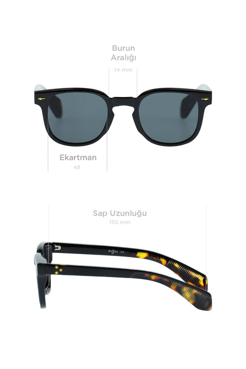 Siyah UV400 Korumalı Kemik Çerçeve Erkek Güneş Gözlüğü