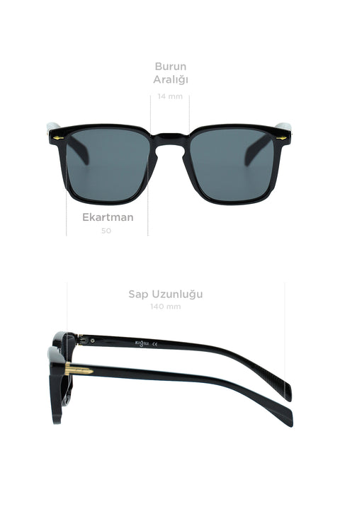 Siyah UV400 Korumalı Kemik Çerçeve Erkek Güneş Gözlüğü