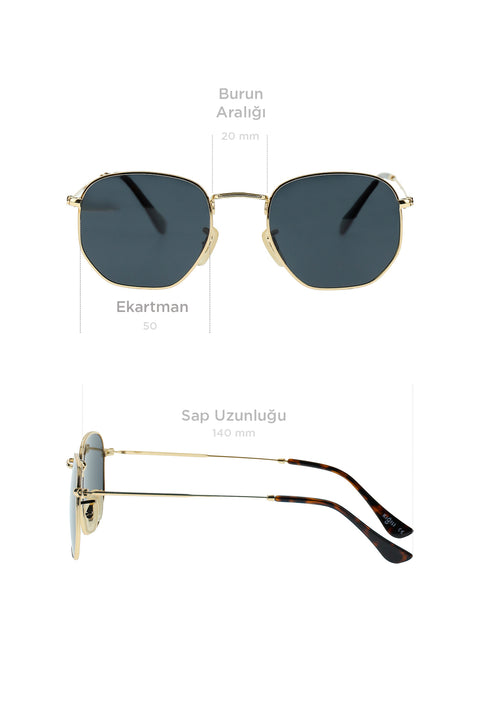 Gold UV400 Korumalı Metal Çerçeve Erkek Güneş Gözlüğü