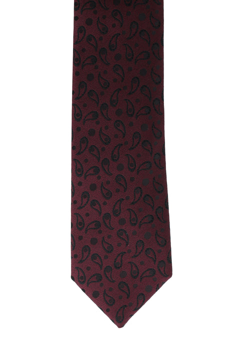 Koyu Bordo Desenli Kravat