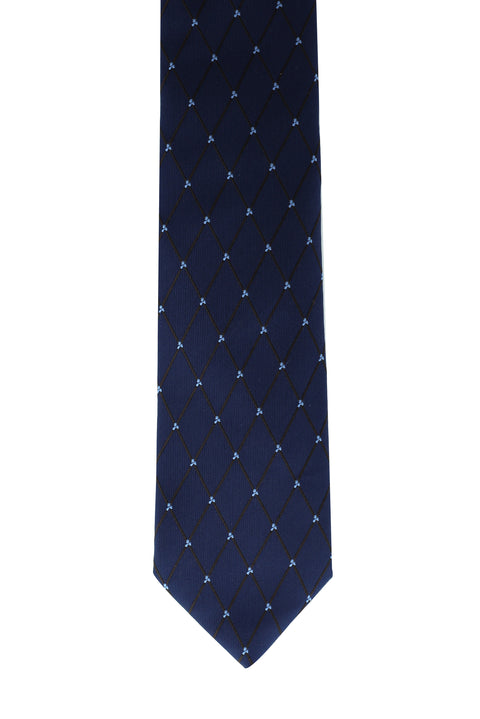 Koyu Lacivert Desenli Kravat