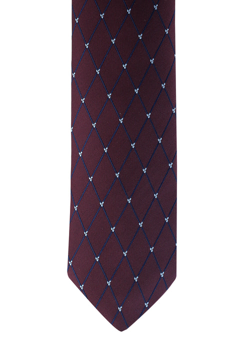 Koyu Bordo Desenli Kravat