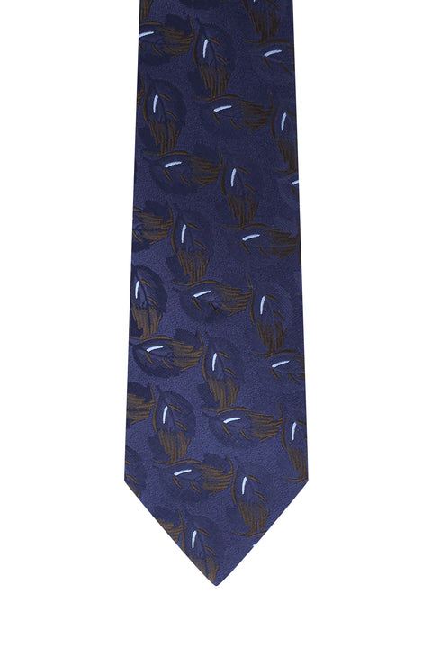 Koyu Lacivert Desenli Kravat
