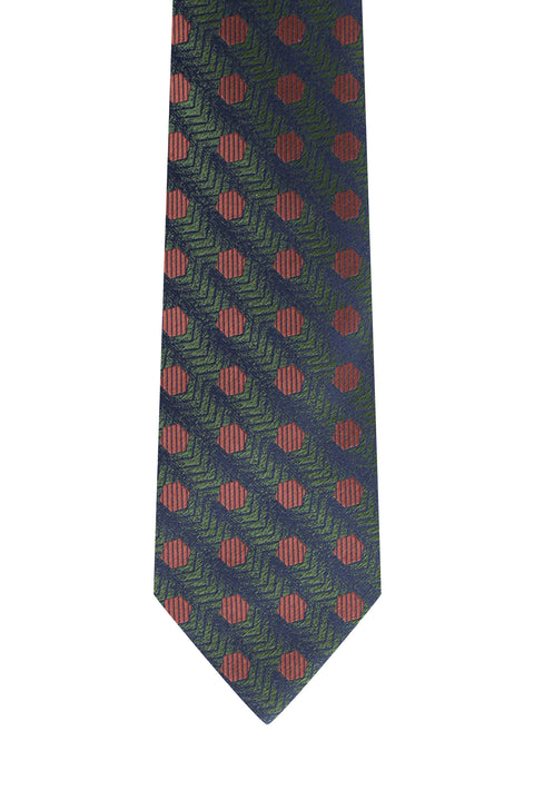 Koyu Yeşil Desenli Kravat