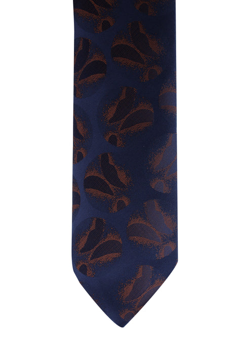 Orta Lacivert Desenli Kravat