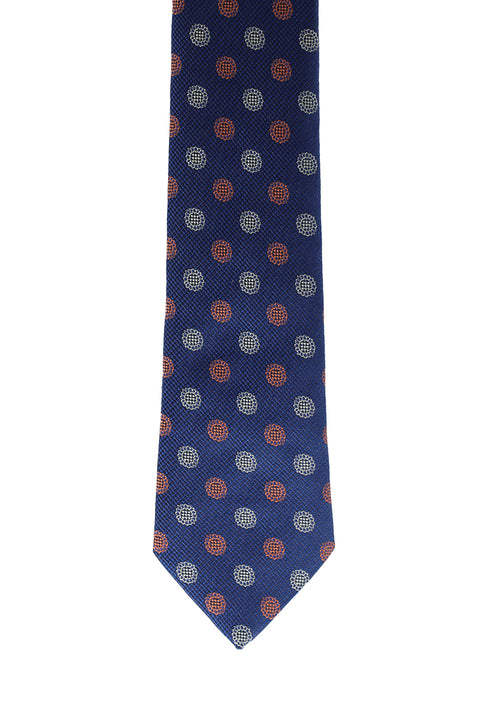 Orta Lacivert Desenli Kravat