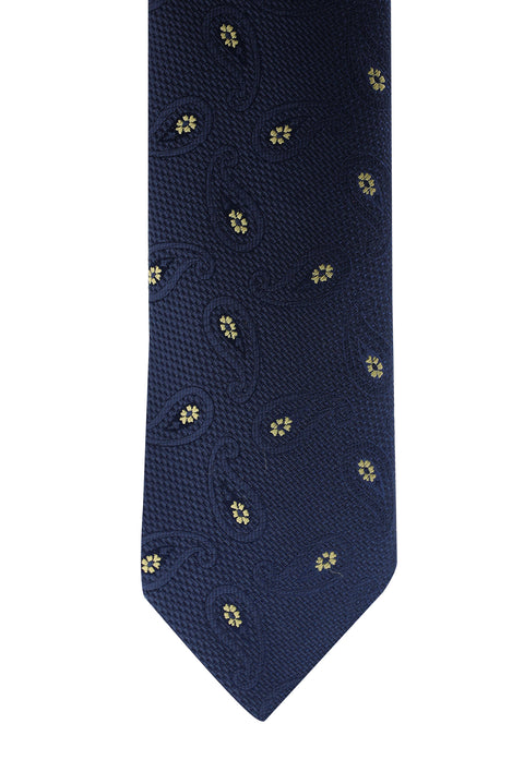 Koyu Lacivert Desenli Kravat