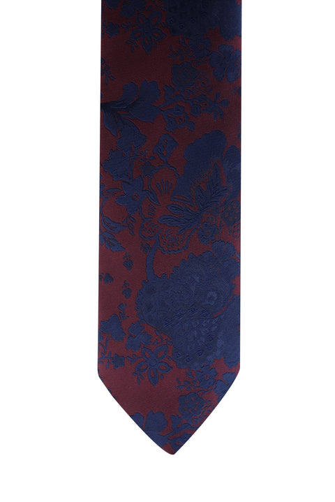Koyu Bordo Desenli Kravat