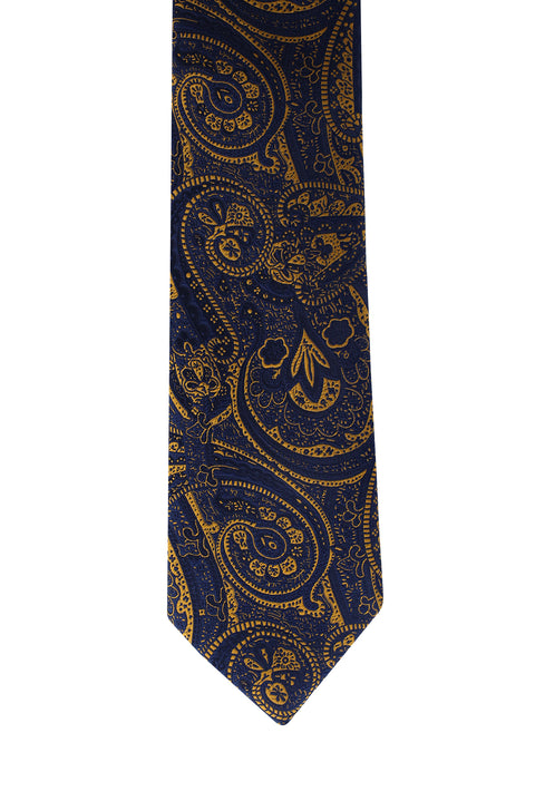 Koyu Lacivert Desenli Kravat